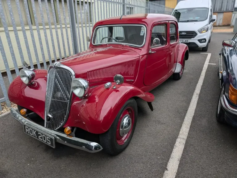 Classic red Citroën Traction Avant restored by Trickett Welding Ltd