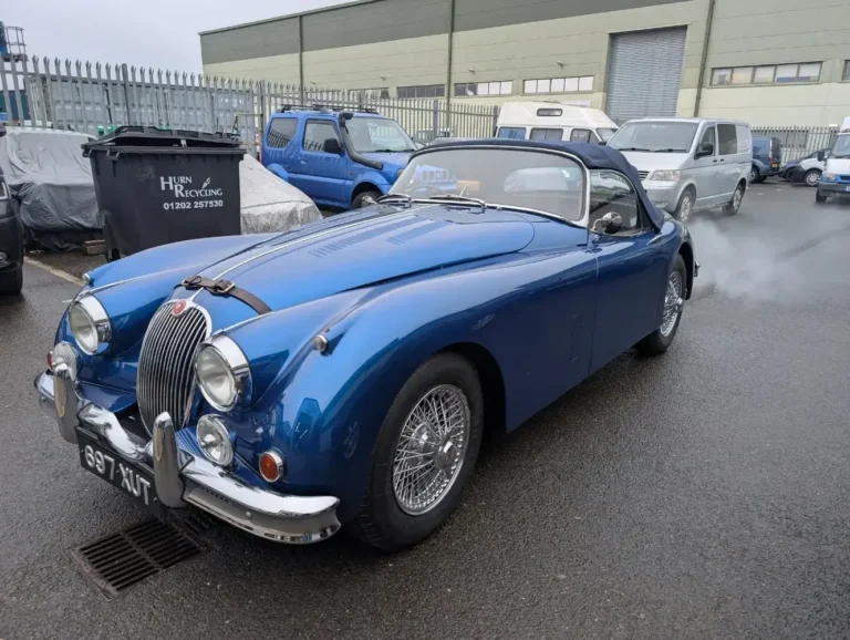 Classic blue Jaguar XK150 convertible restoration by Trickett Welding Ltd