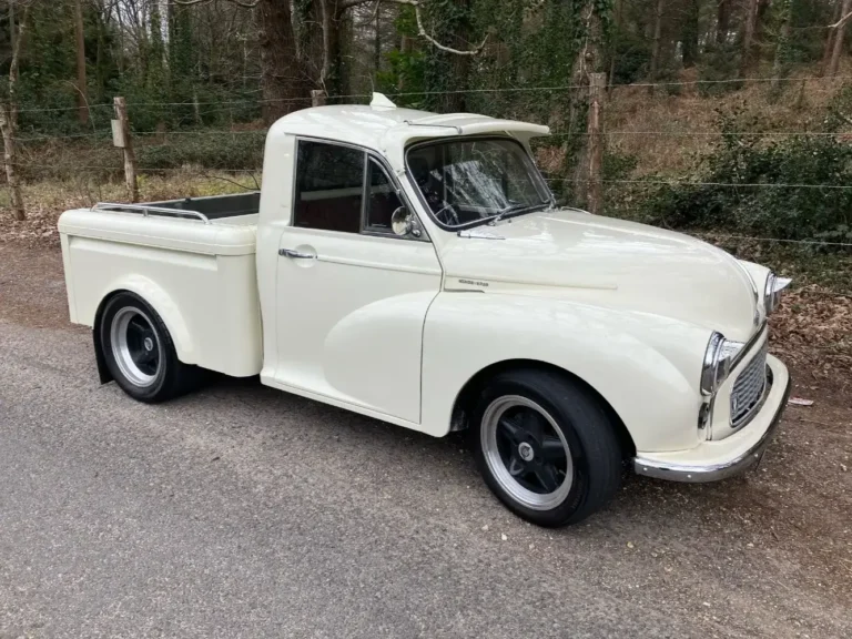 Classic white Morris Minor pickup restoration by Trickett Welding Ltd
